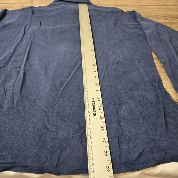 VTG Charlie Brown Shirtmakers SuperSuede Blue Button Up Shirt Size L 16-16 1/2 - Picture 12 of 13